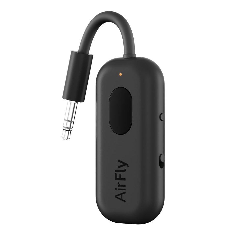 Twelve South AirFly Pro Bluetooth Wireless Audio Transmitter/Receiver for up to 2 AirPods/Wireless Headphones; Use with Any 3.5 mm Audio Jack, Black