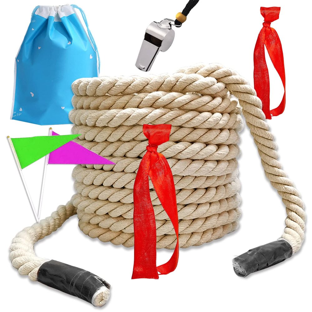 35Ft Tug of War Rope Field Day Family Reunion Natural Cotton Tug of War Rope for Adults, Summer Campe, Yard Games, Outdoor Camping Picnic Games, Team Building