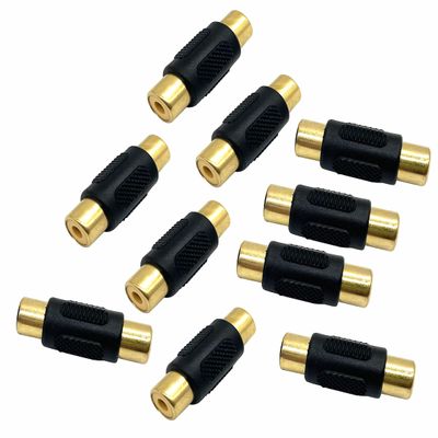 10 Pack RCA Female to Female Coupler, Dafensoy Gold Plated RCA Audio Video Adapter, for Audio, Video, Phono, Subwoofer etc