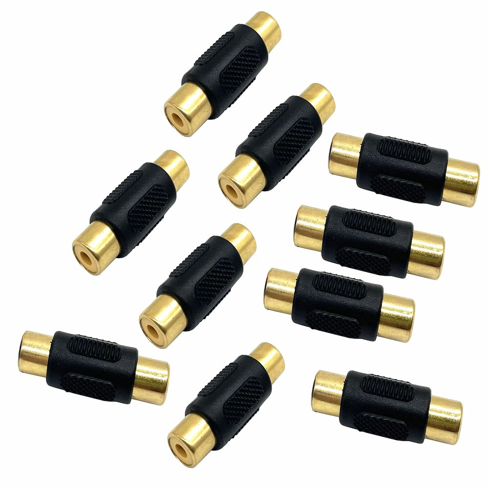 10 Pack RCA Female to Female Coupler, Dafensoy Gold Plated RCA Audio Video Adapter, for Audio, Video, Phono, Subwoofer etc