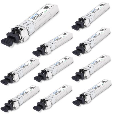 10Pack 10GBASE-SR SFP+ Transceiver, 10G SFP+ Module, 10gbe SFP Computer Network Mini-GBIC Multimode 850nm, 300M, DDM for Cisco SFP-10G-SR, Ubiquiti UF-MM-10G, Netgear, Mikrotik, D-Link, Supermicro