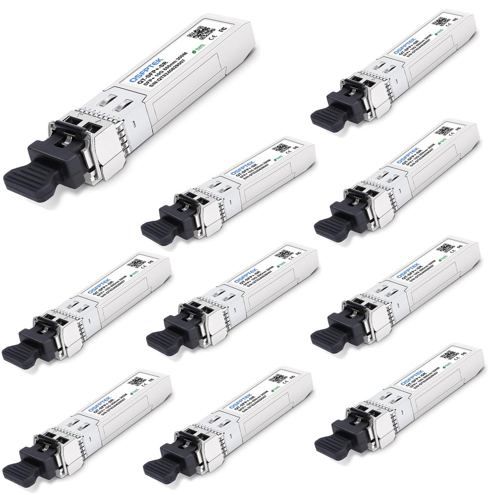 10Pack 10GBASE-SR SFP+ Transceiver, 10G SFP+ Module, 10gbe SFP Computer Network Mini-GBIC Multimode 850nm, 300M, DDM for Cisco SFP-10G-SR, Ubiquiti UF-MM-10G, Netgear, Mikrotik, D-Link, Supermicro