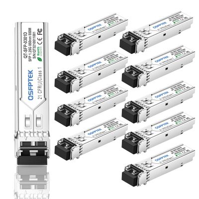 10Pack 1000Base-SX Transceiver Gigabit Multimode SFP to LC Module, MMF 850nm,550m,DOM, Mini-GBIC for Cisco GLC-SX-MMD, Meraki MA-SFP-1GB-SX, Mikrotik, Supermicro, Ubiquiti, Netgear