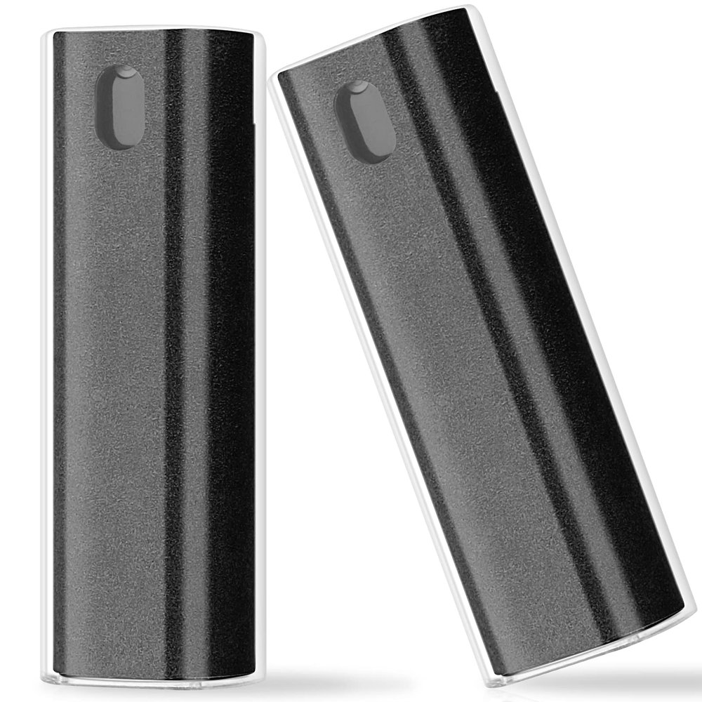 2 Pcs Fingerprint Proof Screen Cleaner, 3 in 1Touchscreen Mist Cleaner Spray Wipe Cleaner Screen Cleaner Soft Fiber Flannel,Safe for All Phones Glasses Tablet Laptop TV Watch Screens (Black)