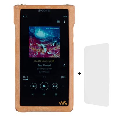 MITER Case Compatible with Sony NW-WM1AM2 / NW-WM1ZM2 Walkman, Handmade Italy Pueblo Leather Case Cover + a Screen Protector for WM1AM2 WM1ZM2 (Light Camel)