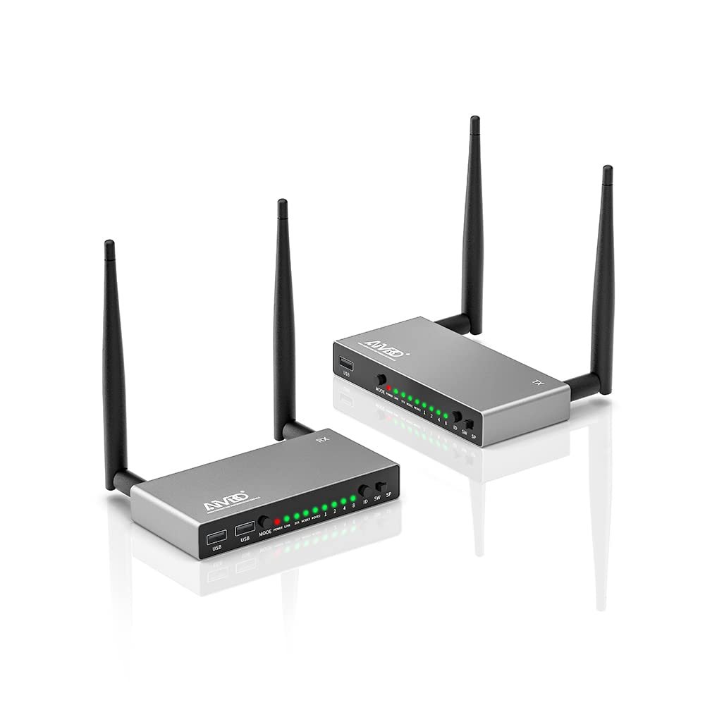 TIMBOOTECH Wireless HDMI Transmitter and Receiver 820FT, Up to 8 Receivers, KVM, IR Remote, Loop Out, 5.8G HDMI Wireless Extender Live Casting 1080P Video & Audio to TV/Projector/Monitor