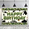 6 x 3.6ft Camouflage Happy Birthday Banner, Army Soldier Military Camo Birthday Backdrop, Camo Theme Party Decorations for Kids & Adults view 3