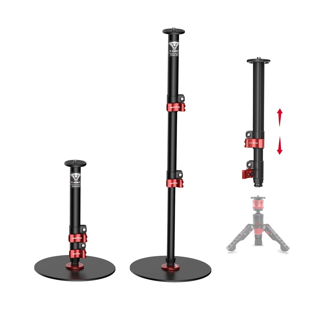 IFOOTAGE Round Base Monopod RB-A200,Small Footprint,Max.payload10KG,Aluminium Alloy Stable Structure, Height 10.6"/27cm~22.05"/56cm,for LED Video Light