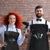 Janmercy 4 Pcs Hair Stylist Apron with 4 Pockets Waterproof Salon Aprons for Hairdresser Cosmetologist Apron(Black) view 4