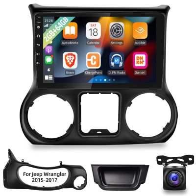 Android 13 Car Radio for Jeep Wrangler 2015 2016 2017 with Carplay and Android Auto 10.1 inch Touch Screen Car Stereo with AHD Backup Camera/Mic/HiFi (2+64G)