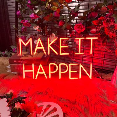 Make It Happen Neon Sign for Wall Decor Dimmable Large Neon Light Birthday Party Wedding Decor Home Room Bedroom Office Decoration Red LED Sign Valentines Day Gift for Women 19x11"