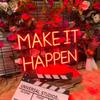 Make It Happen Neon Sign for Wall Decor Dimmable Large Neon Light Birthday Party Wedding Decor Home Room Bedroom Office Decoration Red LED Sign Valentines Day Gift for Women 19x11" view 4