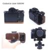 Camera Case Protective Brown PU Leather Half Body Cover Base Case with Bottom Opening Version for Sony Alpha a1 Mirrorless Camera, Brown, Half Body Base Case view 2