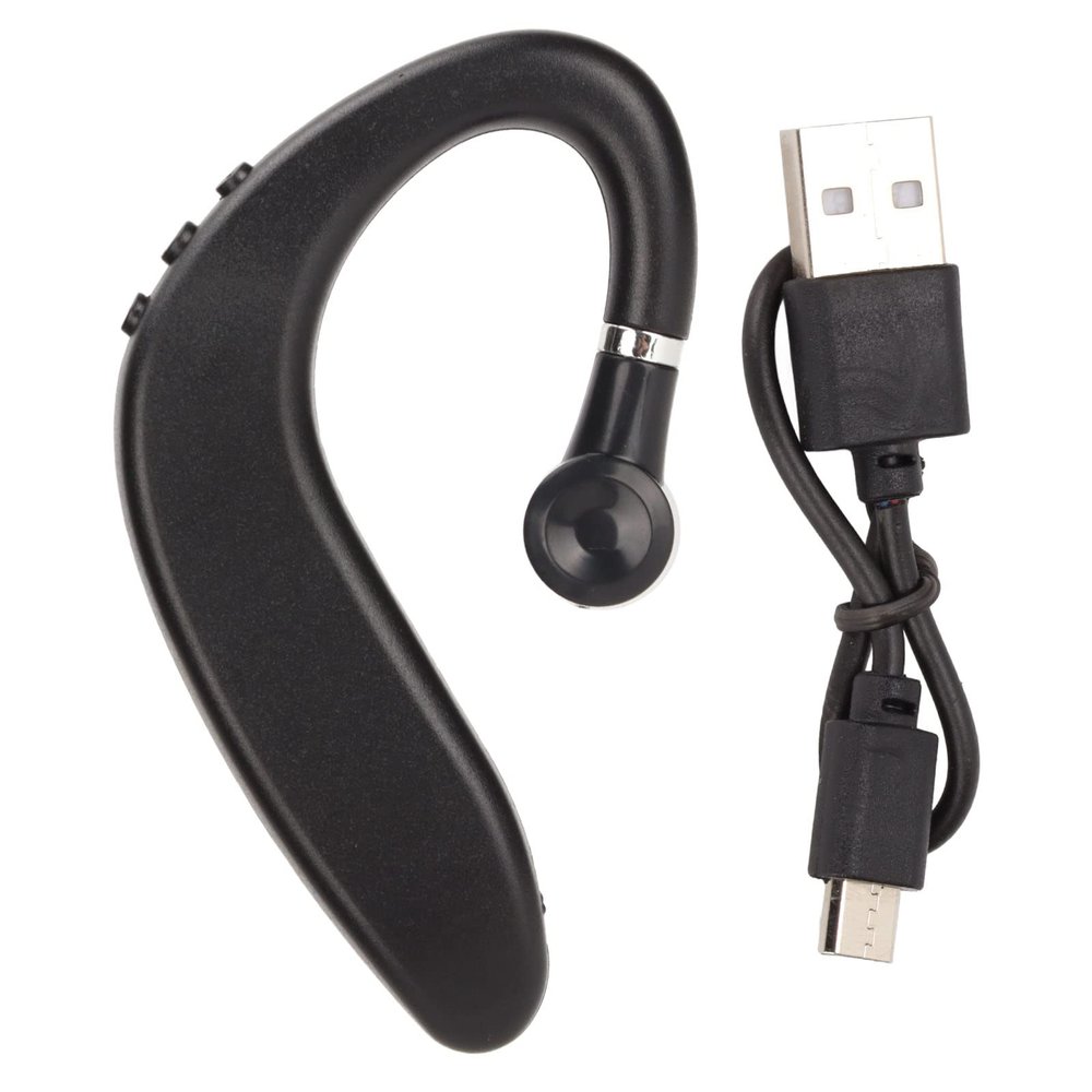 ASHATA Bluetooth 5.2 Headset,Hands Ear Hook Bluetooth Headphone,Waterproof Ultralight Ear Hook Headphone,Single Ear Business Earphone for Sport Driving Business Office