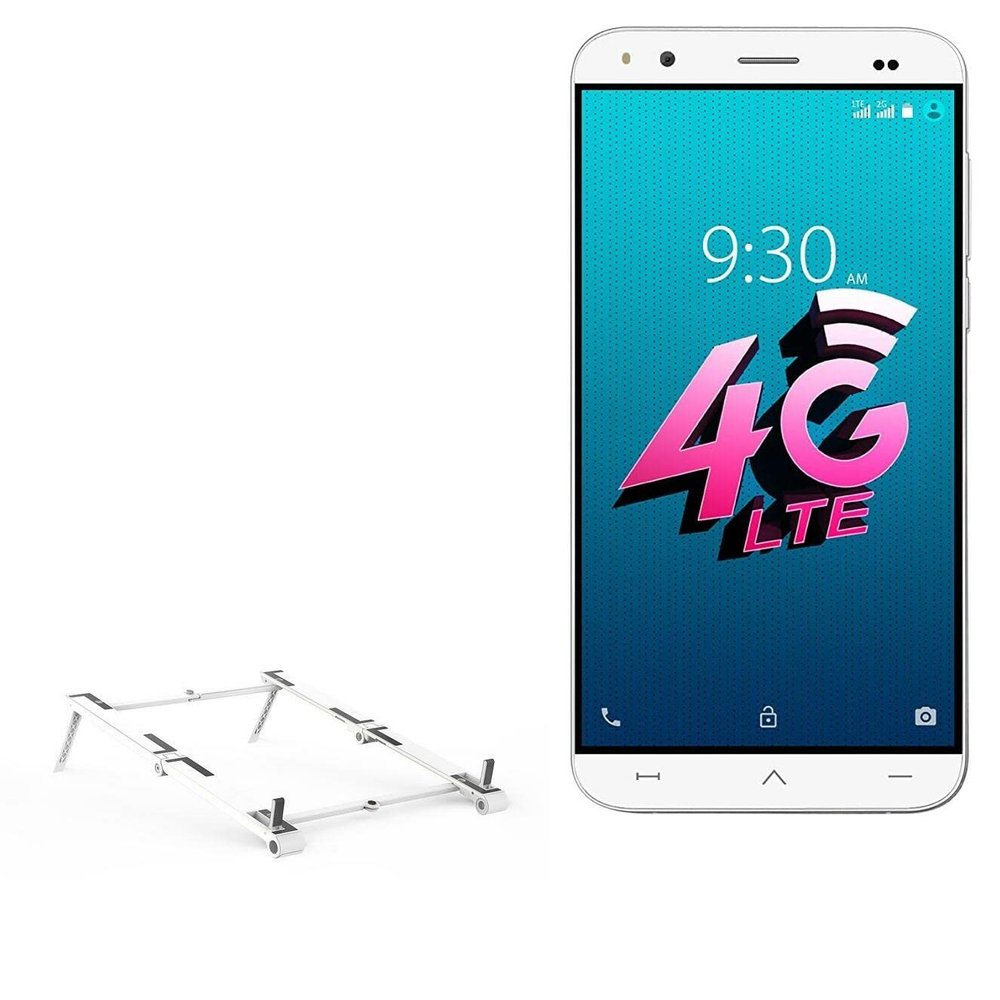 BoxWave Stand and Mount Compatible with CellAllure Bolt 5.5 S - Pocket Aluminum Stand 3-in-1, Portable Multi Angle Viewing Riser - Metallic Silver