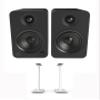 Kanto YU4MB 140W Bookshelf Speakers with Bluetooth - Matte Black (Pair) with Kanto SP26PLW 26" Fixed-Height Stands for Bookshelf Speakers - White (Pair) (2022) view 1
