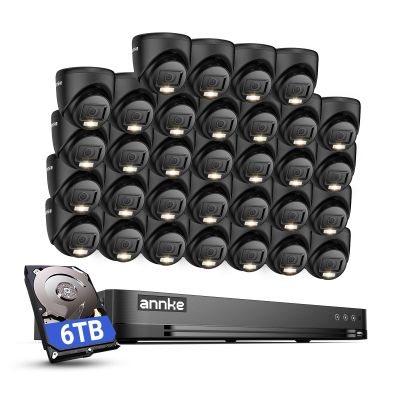 ANNKE 32CH Surveillance Camera System, 32 Channels H.265+ 3K Lite DVR, 32PCS 1080P Outdoor CCTV Turret Cameras with Smart Color Night Vision, AI Human/Vehicle Detection, 6TB HDD Included