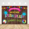 ABLIN 8x6ft Summer Pool Party Backdrop for Birthday Splish Splash Summer Bash Backyard Pool Party Decorations Wood Pennant Photography Background Pool Party Banner Props view 1