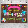 ABLIN 8x6ft Summer Pool Party Backdrop for Birthday Splish Splash Summer Bash Backyard Pool Party Decorations Wood Pennant Photography Background Pool Party Banner Props view 2