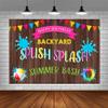 ABLIN 8x6ft Summer Pool Party Backdrop for Birthday Splish Splash Summer Bash Backyard Pool Party Decorations Wood Pennant Photography Background Pool Party Banner Props view 4