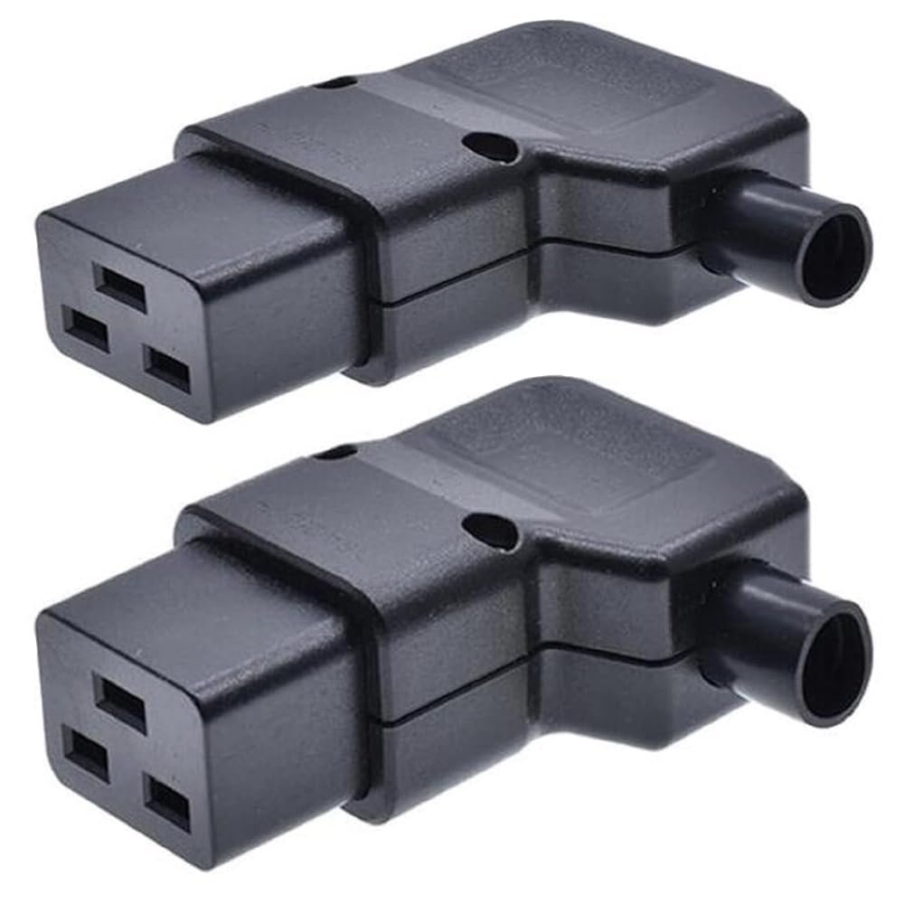Toptekits (2 Pack) DIY IEC 320 C19 Rewirable Power Plug Electrical Adapter, C19 Elbow Plug,Right Angle IEC C19 Connector, EN 60320 C19 90 Degree Angle Power Converter (C19 Angled Connector)