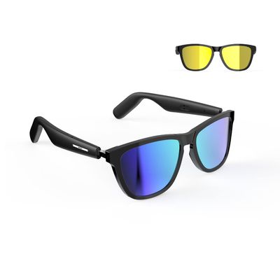 CatXQ Smart Glasses,Auto On/Off - Blue & Yellow Frame Switching - Open Ear Bluetooth Audio [Voice Assistant, Music, Calls] for Outdoor Sports