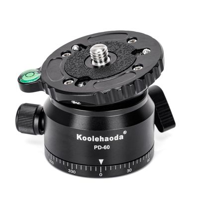 Koolehaoda Tripod Leveling Base Camera Leveler Tripod Head 66mm Half Ball Inclination 15 and 360 Panoramic, 1/4"-3/8" Mounting Screw for DSLR Camera/Camcorder/Video Head/Gimbal Heads
