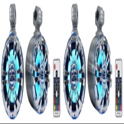 Rockville WB65KLS 300-Watt Peak / 150-Watts RMS 6.5 in Marine Wakeboard Tower Speakers, 4 Ohm, Polished Silver, RGB LED Lighting, 360 Degree Rotating Brackets, for Boats, ATVs and UTVs, 4-Piece