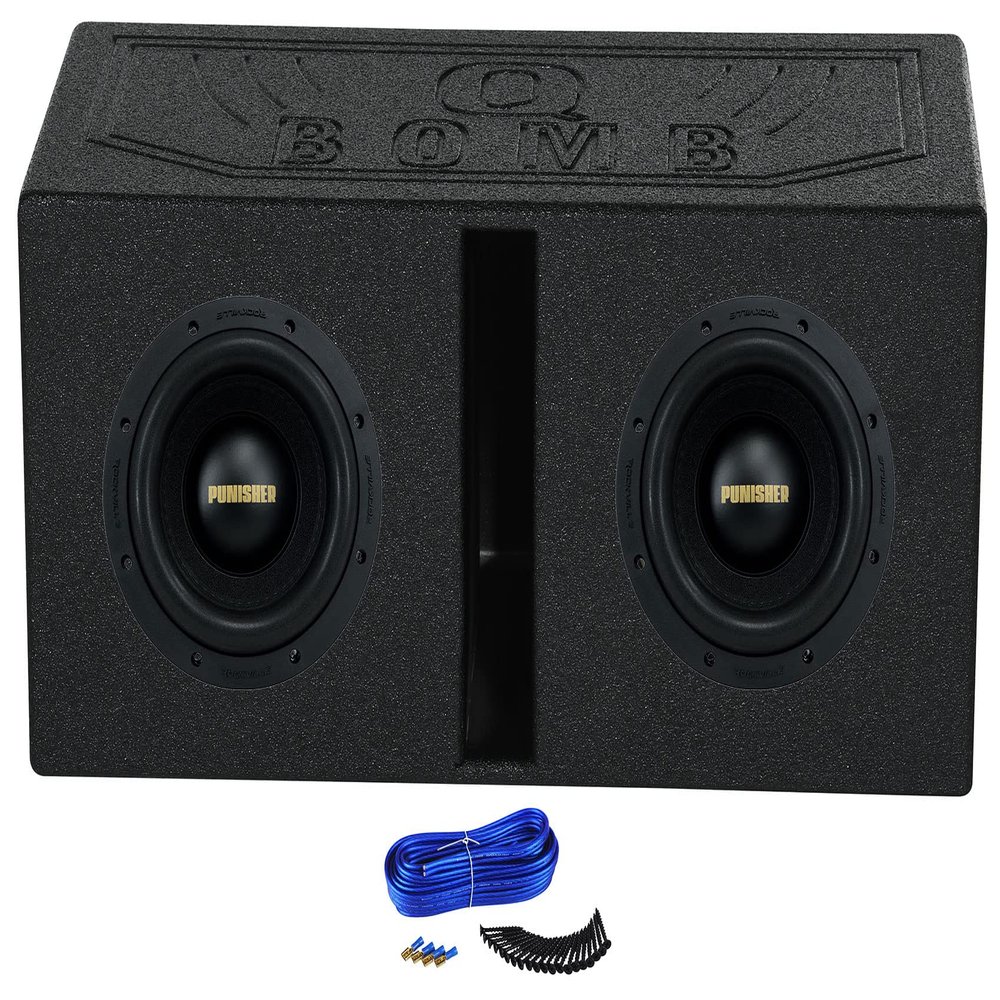 Rockville (2) Punisher 8D2 8" 750w RMS Competition Car Subwoofers+Vented Sub Box