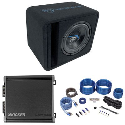 Rockville VS10K52 10" K5 1200w Subwoofer in Vented Sub Box+ Amp+Wire Kit