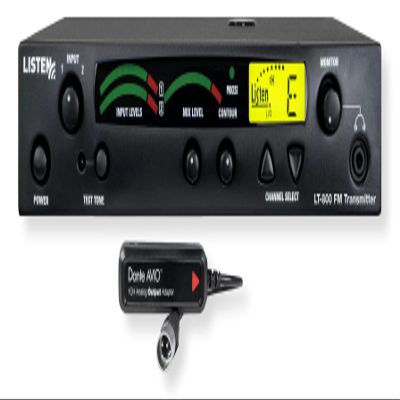Listen Technologies LT-803-072-01-D Stationary 3-Channel RF Transmitter with Dante Adapter Enabled, 100% Digital Audio Transmission, LCD Display