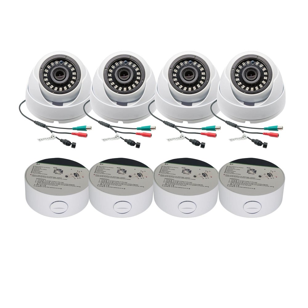 Evertech 4 Pack HD 1080P Indoor Outdoor Dome Security Surveillance Cameras with Junction Box Deep Base