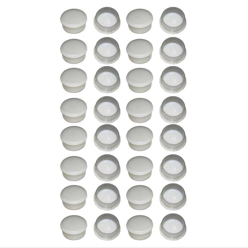 1" - 1/4" Round Deluxe Outdoor Patio Furniture Glides Feet Protectors for Wrought Iron Table and Chair Feet Easy to Install & Replace (32 Pieces, White)