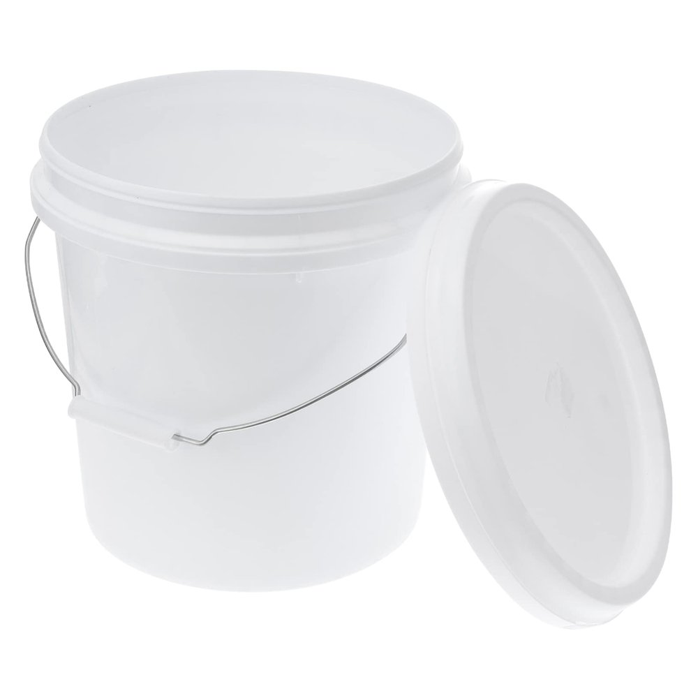 Plastic Pail White with Handle Lid Portable Plastic Bucket Household Cleaning Supplies