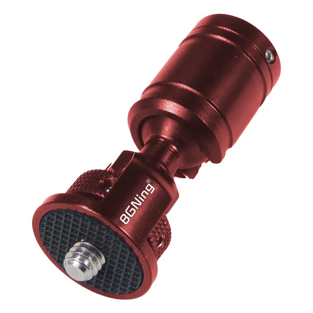 BGNing Mini Ball Head Adapter, 360 Degree Rotatable Camera Mount Adapter with 1/4 Screw Tripod Head for Action Camera/Phone (1/4 Screw to 1/4 Through Hole red)