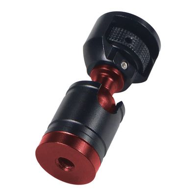 BGNing Mini Ball Head Adapter, 360 Degree Rotatable Camera Mount Adapter with 1/4 Screw Tripod Head for Action Camera/Phone (1/4 Screw to 1/4 Through Hole Black red)