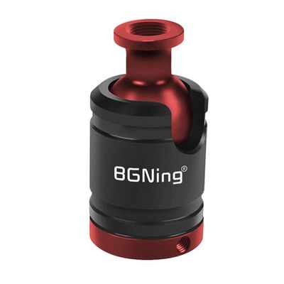 BGNing Mini Ball Head Adapter, 360 Degree Rotatable Camera Mount Adapter with 1/4 Screw Tripod Head for Action Camera/Phone (1/4 Screw Hole to 1/4 Through Hole Black red)