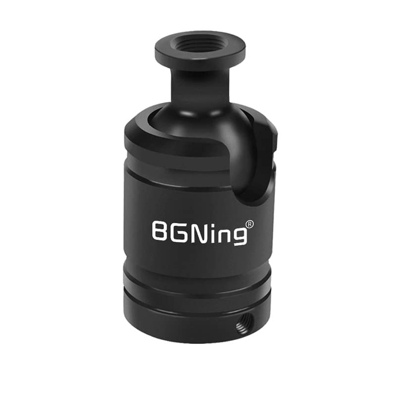 BGNing Mini Ball Head Adapter, 360 Degree Rotatable Camera Mount Adapter with 1/4 Screw Tripod Head for Action Camera/Phone (1/4 Screw Hole to 1/4 Through Hole Black)
