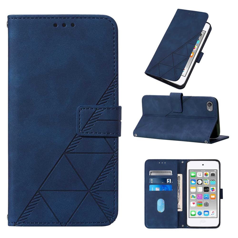 COTDINFOR Wallet Case for Touch 7, Touch 5 Case with Card Holder Leather with Kickstand Magnetic Flip Shockproof Protective Case Compatible with iPod Touch 7/6 / 5 Blue YB