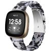 Miimall Compatible for Fitbit Versa Sense Strap, Versa 3 Resin Band Stylish with Stainless Steel Clasp Replacement Bands Straps for Fitbit Versa Sense Versa 3 Trackers(Black&White) view 1