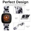 Miimall Compatible for Fitbit Versa Sense Strap, Versa 3 Resin Band Stylish with Stainless Steel Clasp Replacement Bands Straps for Fitbit Versa Sense Versa 3 Trackers(Black&White) view 3