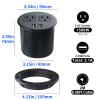 Desk Power Grommet with USB Ports 3.15 Inch Desktop Outlet Recessed Power Bar for Countertop Sofa Cabinet Conference (Black) view 3