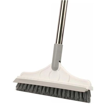 2 in 1 Cleaning Floor Scrub Brush Floor Brush Scrubber New Upgraded 53.5" Long Handle Grout Brush Scrape V-Shape Stiff Bristle Cleaning Brush with Squeegee 120Rotating Tile Brush for Bathroom
