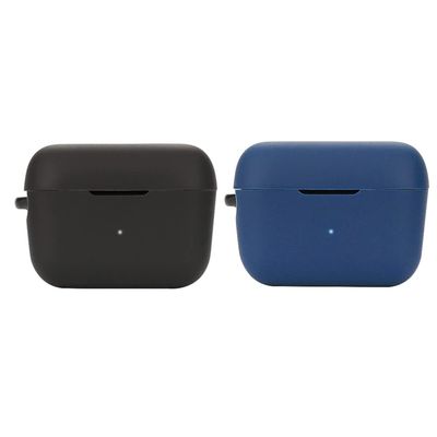 2 Pack DAYJOY Soft Silicone Protective Case Cover Compatible with Sennheiser CX200-SPORT Earbuds, Protective Skin Sleeve with Key Chain (Black+Blue)