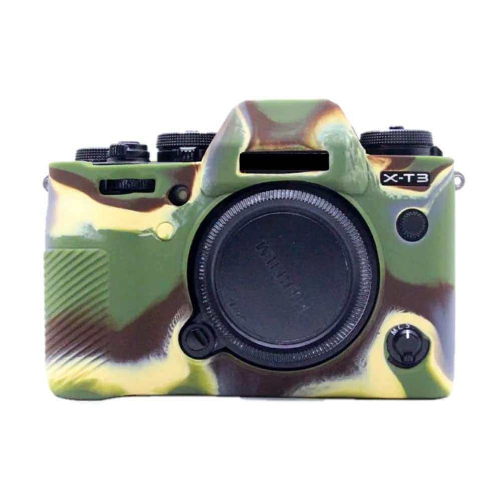 Camera Case Soft Silicone Camouflage Green Armor Skin Body Cover Protector for Fujifilm X-T3 mirrorless digital camera