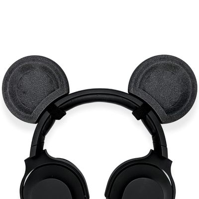 BeamTeam3D Mouse Ears for Headphones - Adorable Mouse Headphones Attachment in Various Colors with Self Fastener - Mouse Ears for Gamers and Streamers (Sparkle Black)