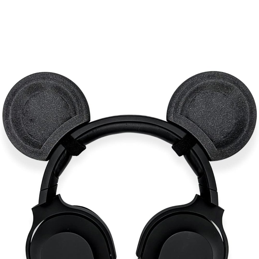 BeamTeam3D Mouse Ears for Headphones - Adorable Mouse Headphones Attachment in Various Colors with Self Fastener - Mouse Ears for Gamers and Streamers (Sparkle Black)