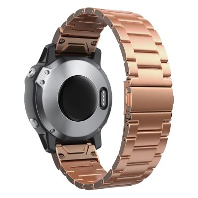 26 22 20MM Watchband for Garmin Fenix 7X 7 7S 6X 6 6S Watch Quick Release Stainless Steel Wrist Band for Fenix 5X 5 3HR 5S 935 945 Strap (Color : Rose Gold, Size : Forerunner 935 945)