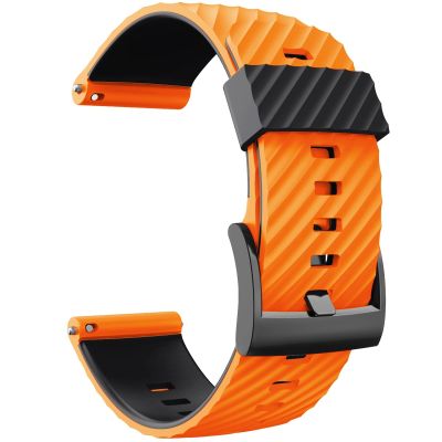 24MM for Suunto 7/Suunto D5 Replacement Wristband Silicone Sports Smart Watch Straps for Suunto 9 Baro/Sport Wrist HR Baro Watchband (Color : Orange Black, Size : for suunto 9 baro)
