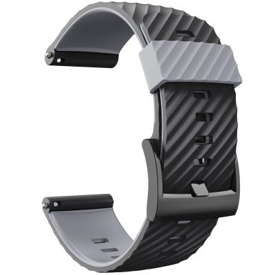 24MM for Suunto 7/Suunto D5 Replacement Wristband Silicone Sports Smart Watch Straps for Suunto 9 Baro/Sport Wrist HR Baro Watchband (Color : Black Gray, Size : for suunto 7)